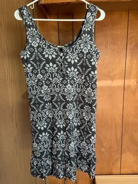Maurices Black and Gray Floral Damask Midi Tank Dress